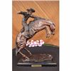 Image 1 : SIGNED REMINGTON FAMOUS WOOLY CHAPS BRONZE SCULPTURE COWBOY HORSE
