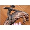 Image 2 : SIGNED REMINGTON FAMOUS WOOLY CHAPS BRONZE SCULPTURE COWBOY HORSE