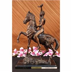 Remington Bronze The Scalp 20 Tall Statue Man on Horse Cowboy Art