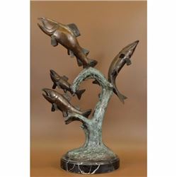 Art Deco Collector Edition Numbered Four Trout Trouts Fish Bronze Sculpture Sale