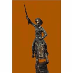 Popular C.M. Thomas Down Hill Cowboy with Gun Bronze Sculpture Statue Figurine Art