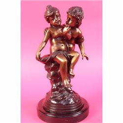 Signed Auguste Moreau Innocent Children Bronze Statue Sculpture Figure