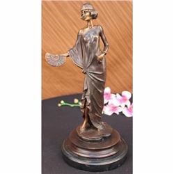 DEPICTING WOMAN OF FASHION  GRACE BRONZE SCULPTURE ART NOUVEAU DECO