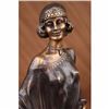 Image 4 : DEPICTING WOMAN OF FASHION  GRACE BRONZE SCULPTURE ART NOUVEAU DECO