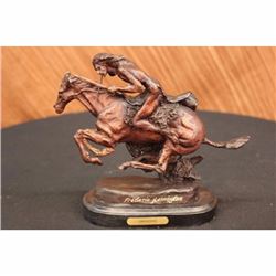 Frederic Remington Native American Indian Riding Horse Bronze Sculpture Figurine