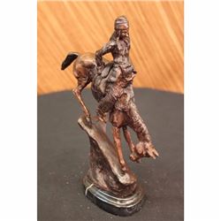 Native Indian Chief riding horse on a Rock Bronze Sculpture Frederic Reminigton