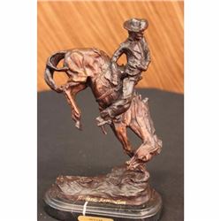 Frederic Remington Cowboy on Horse Rodeo Old West Western Art Bronze Sculpture