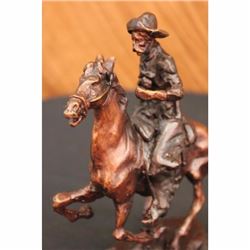 Vintage Reproduction Old Cowboy on Horse Bronze Sculpture by Frederic Remington