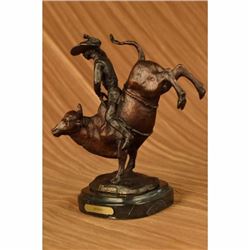 REMINGTON Bronze Marble Statue Rodeo Western Cowboy Horse Rodeo Rider