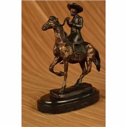 VTG FREDERIC REMINGTON COWBOY HORSE BRONZE SCULPTURE COUNTRY WESTERN CABIN DECO