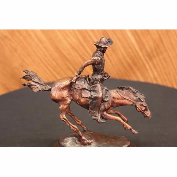 FREDERIC REMINGTON Bronze Arizona Cowboy Horse Sculpture Signature Cast