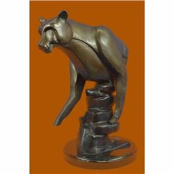 Limited Edition Maris Cougar Female Lion Bronze Sculpture Marble Statue Figurine