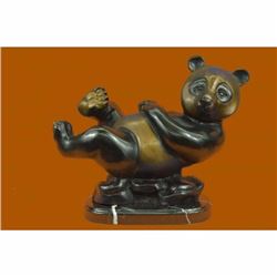 Limited Edition Numbered Lazy Chinese Panda Wildlife Creature Bronze Sculpture