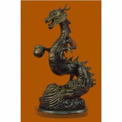 Original Limited Edition Signed Dragon by Thomas Bronze Sculpture Marble Base Statue