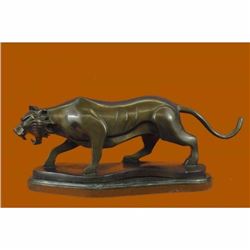 Abstract Modern Art Large Tiger Bronze Sculpture Marble Base Figurine Figure Art