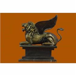 Limited Edition Lion Of Venice Winged Bronze Mythical Sculpture Marble Figure