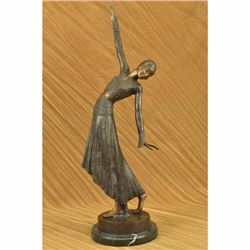 VINTAGE SIGNED EXOTIC DANCER CHIPARUS BRONZE STATUE ART DECO MARBLE SCULPTURE