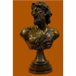 Impressive Depiction of Roman God Bacchus Bronze Bust Sculpture Marble Statue