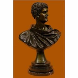 Roman Politician General Mark Anthony Bronze Sculpture Bust Marble Base Figurine