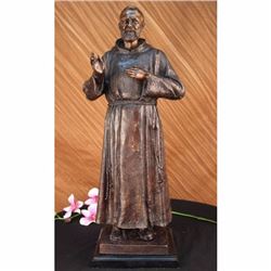 Signed  Numbered Limited Edition Saint Pio Italian Bronze Marble Sculpture