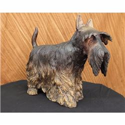LARGE REAL BRONZE ENGLISH TERRIER DOG PET SCULPTURE ART