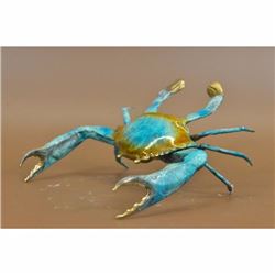 Rare Beautiful Vintage Austria Green Painted Vienna Bronze Male Crab Sculpture