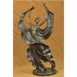 Rare Large Flamenco Dancer Bronze Sculpture Art Nouveau Marble Figurine 25.5 NR