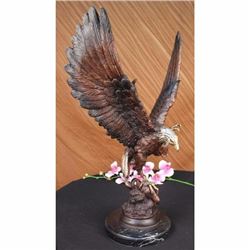 Signed Two Tone Moigniez Magnificent Large American Eagle Bronze Statue