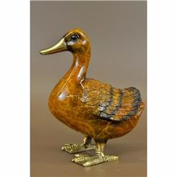 Art Deco Duck Bronze Sculpture Multi Color Patina Figurine Figure Statue Hotcast