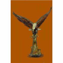 Multi Color Patina Extra Large American Eagle Bronze Sculpture Marble Base SALE