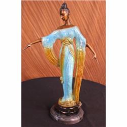 Bronze Sculpture Gorgeous Woman Blossom Art Nouveau Deco Decoration Statue Decor