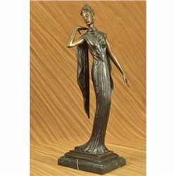 Art Deco Bronze Statue Nude Actress Dancer Jazz Club Italian Artist Figurine LRG