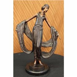Art Nouveau Ribbon Dancer Bronze Sculpture Hot Cast Lost Wax Figurine Figure