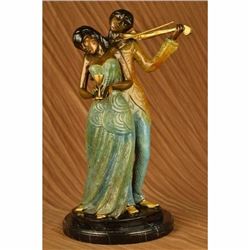 Man Serenading Young lady Violin Player Bronze Sculpture Hot Cast Art Deco SALE