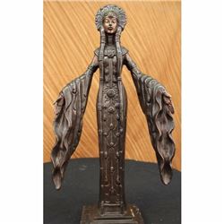 Art Deco Indian Girl W/ Long Gown Bronze Statue Figurine NR Sculpture Art Figure