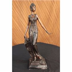 Bronze Sculpture Gorgeous Flower Woman Blossom Art Nouveau Deco Statue Figure