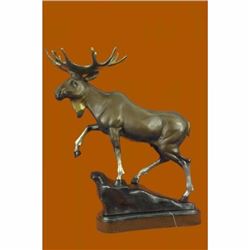 Limited Edition Signed Original Hot Cast Moose Bronze Sculpture Figurine Figure