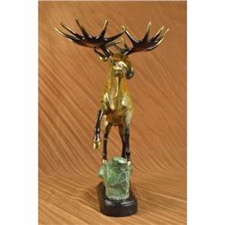 Hot Cast Hand Crafted Wild Moose Collector Edition Numbered Bronze Sculpture LRG
