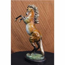 Beautiful Large Vienna Bronze Rearing Horse Sculpture Marble Base Signed Figure