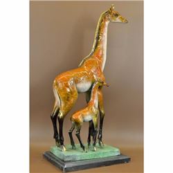 SIGNED MARIUS LIMITED EDITION FEMALE GIRAFFE WITH BABY BRONZE SCULPTURE FIGURINE