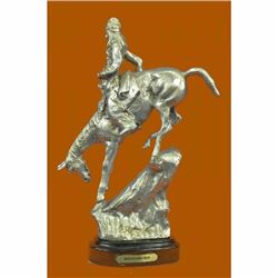 Art Deco Silver Plated Mountain Man Bronze Sculpture by Remington Figurine Decor