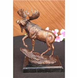 MOIGNIEZ MALE MOOSE HUNTING BRONZE SCULPTURE STATUE ART DECO