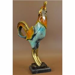 Art Deco LTD Edition Rooster Special Patina Gilt Bronze Sculpture Figurine Decor
