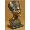 Image 1 : VINTAGE EGYPTIAN BRONZE SPELTER QUEEN NEFERTITI STATUE BUST ART SECO HOT CAST NR