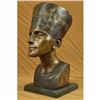 Image 2 : VINTAGE EGYPTIAN BRONZE SPELTER QUEEN NEFERTITI STATUE BUST ART SECO HOT CAST NR
