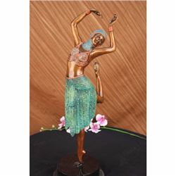 HND MADE REAL BRONZE MULTI COLOR GRACEFUL DANCER STATUE