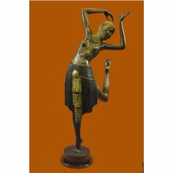 ART DECO NOUVEAU DANCER SIGNED CHIPARUS 100% PURE HOTCAST BRONZE FIGURE 50 TALL