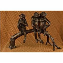 ORIGINAL MONKEY ROMANCE LOVE BY MOIGNIZ BRONZE STATUE ART DECO FIGURINE FIGURE