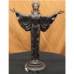 Rare Girl Byzantine Sculpture in Bronze Art Deco Marble Base Figurine Decor SALE