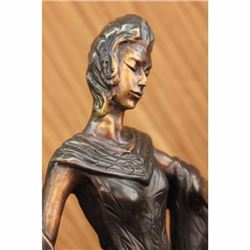 Art Deco Vintage Theater Jazz Singer Actress Dancer Bronze Marble Statue Decor